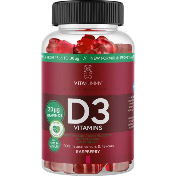 VitaYummy D3 Raspberry 60 stk – 30 μg/2 vingummier