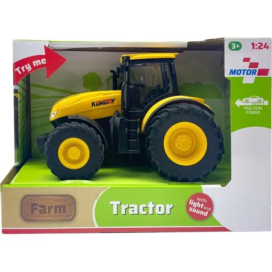 Motor 112 Traktor med lys og lyd (friktion) – gul