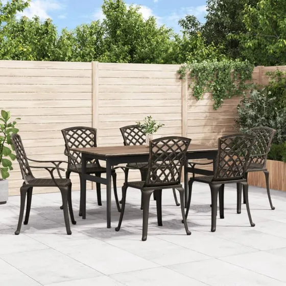vidaXL Havestole 6 stk. Støbt aluminium bronzefarvet
