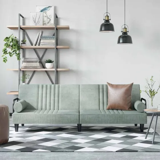 vidaXL sovesofa med armlæn i lysegrå velour