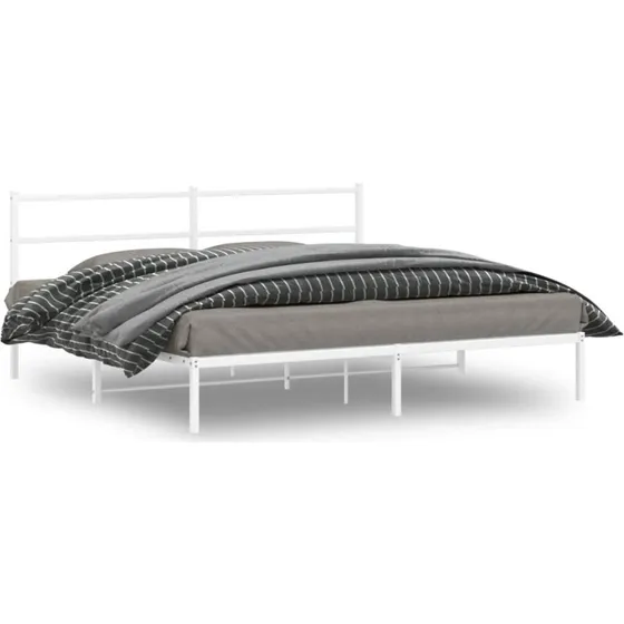 vidaXL sengeramme med sengegavl 180x200 cm metal hvid