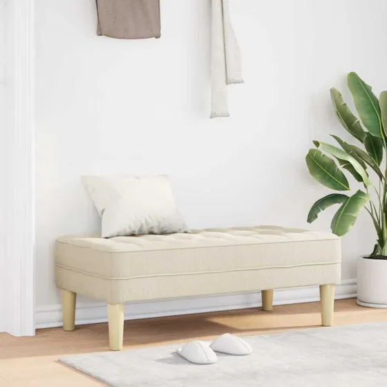 vidaXL bænk med pude i linned 113 x 57 x 39 cm