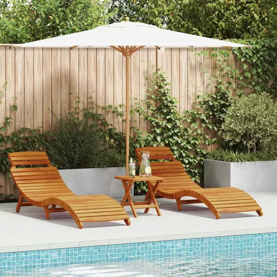 vidaXL Liggestole 2 stk Brun 55x184x64 cm Massivt akacietræ