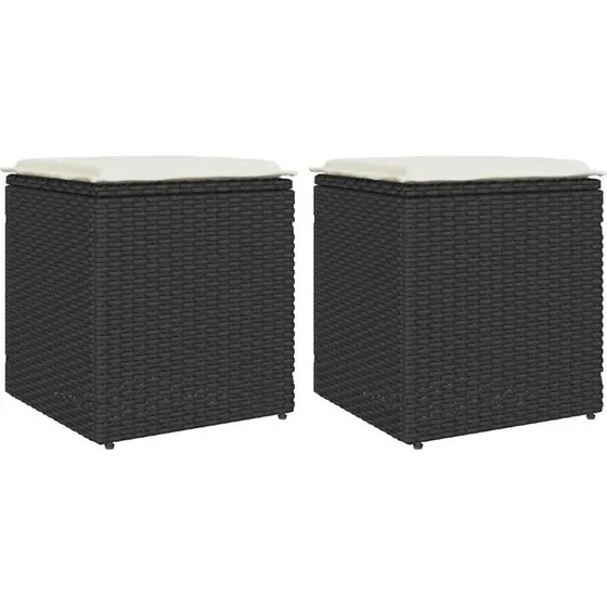 vidaXL Havestole med hynder 2 stk. 40x40x43 cm Polyrattan, sort