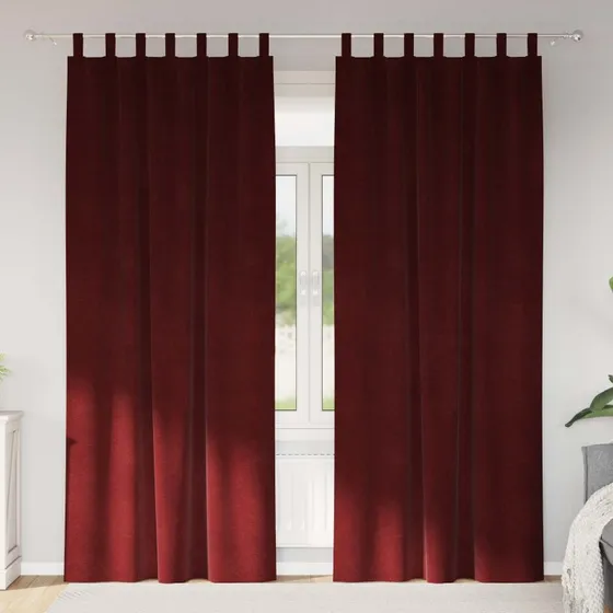 vidaXL Mørklægningsgardiner 2 stk Vinrød 140x225 cm Fløjl
