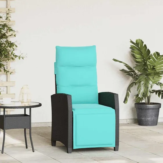 vidaXL havestol med lænefunktion og sidebord polyrattan sort