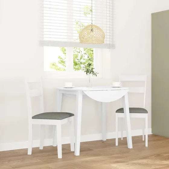 vidaXL spisebordsstole 2 stk. massivt gummitr hvid med hynder