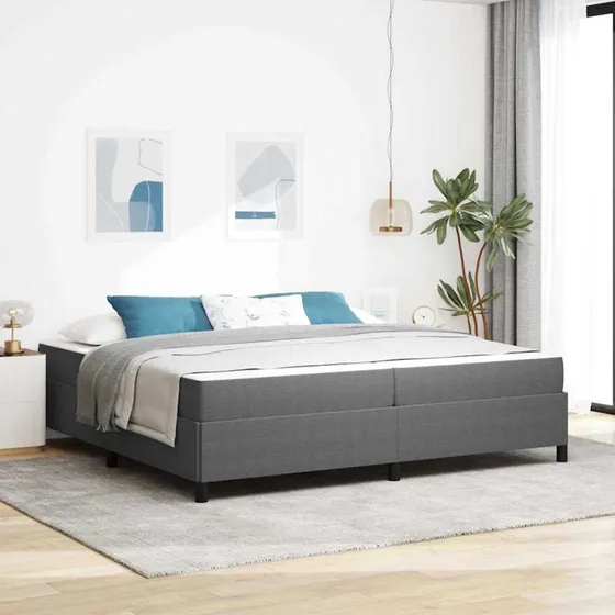 vidaXL Sengestel med madras 200 x 200 cm lysegrå stof