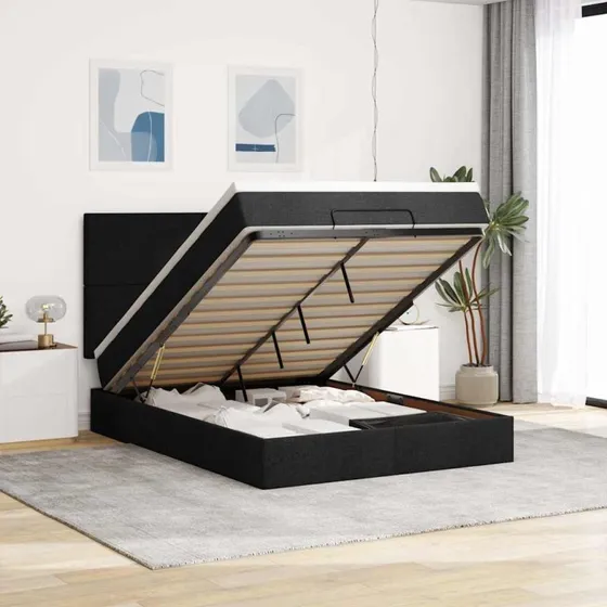 vidaXL osmannisk sengeramme med madras 140x190 cm, sort stof