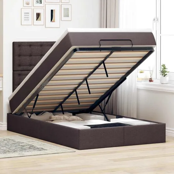 vidaXL ottomansk sengeramme med madras 120x200 cm, mørkebrun