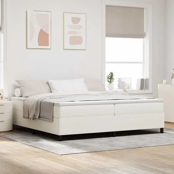 vidaXL Boxspring seng 200x200 cm Creme/Hvid i velour