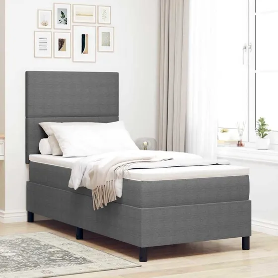 vidaXL Boxspring seng 90x190 cm - Lys grå/hvid velour