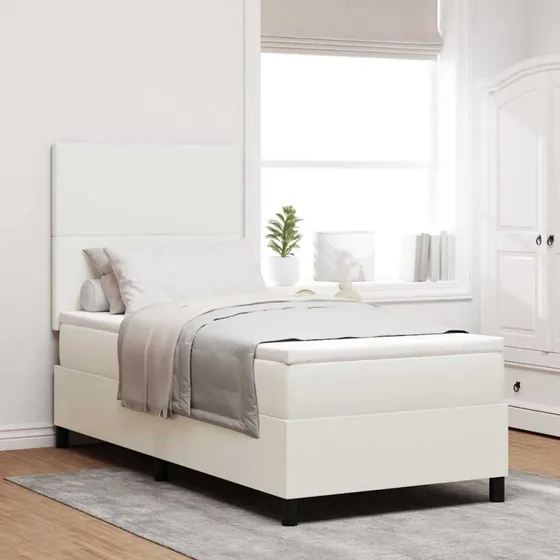 vidaXL Box spring seng 90 x 190 cm creme/hvid velour