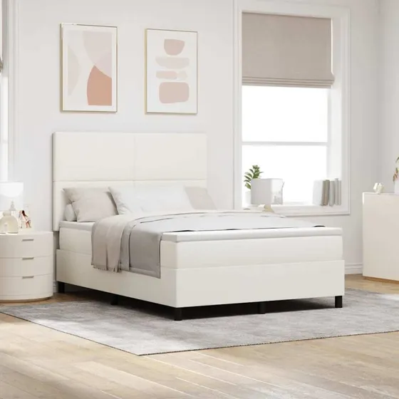 vidaXL Box spring seng 140 x 190 cm creme/hvid velour