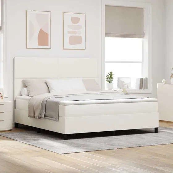 vidaXL Box spring seng Creme/Hvid 180x200 cm Velour