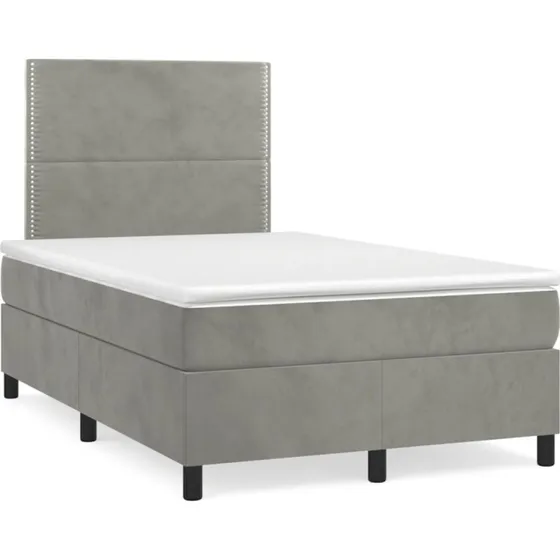 vidaXL Kontinentalseng 120x190 cm velour lysegrå