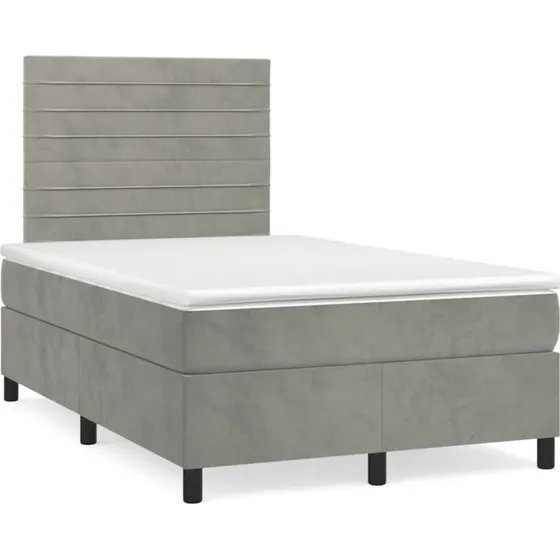 vidaXL kontinentalseng m. madras 120x190 cm velour lysegrå