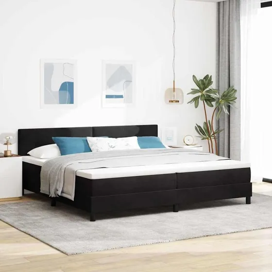vidaXL Boxspring-seng 200x200 cm – sort fløjl med madras