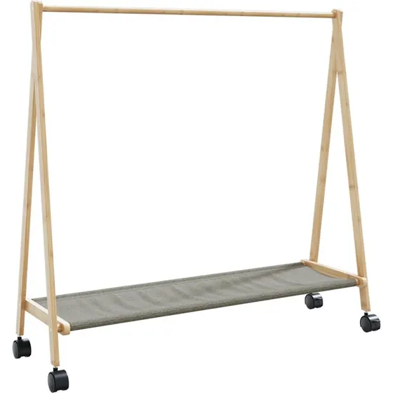 vidaXL tøjstativ i bambus med hylder og hjul 106x34x106,5 cm