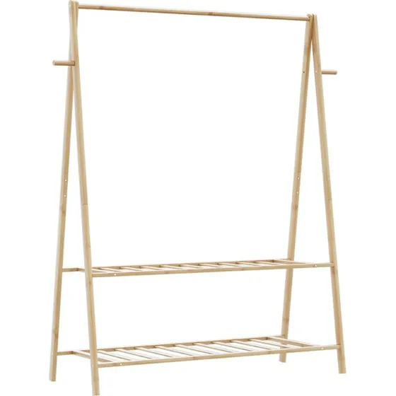 vidaXL tøjstativ i bambus med hylder 132x45,5x150,5 cm