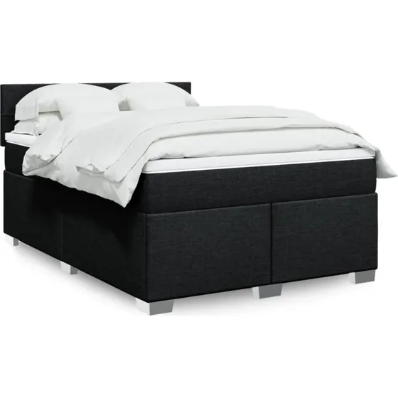vidaXL kontinentalseng med madras 140x190 cm, sort stof