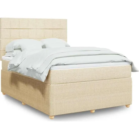 vidaXL kontinentalseng med madras 140x190 cm, creme