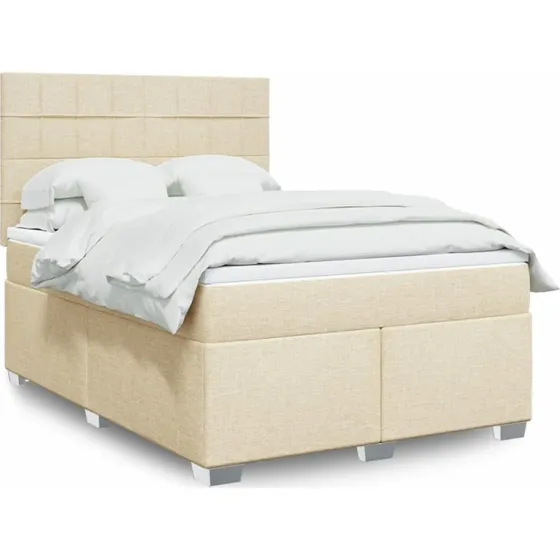 vidaXL kontinentalseng 140x190 cm stof creme