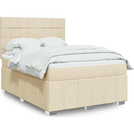 vidaXL kontinentalseng med madras 140x190 cm creme