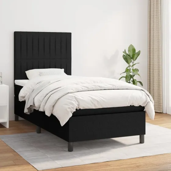 vidaXL Kontinentalseng med madras 90x190 cm i sort stof