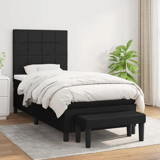 vidaXL kontinentalseng med madras 90x190 cm, sort stof