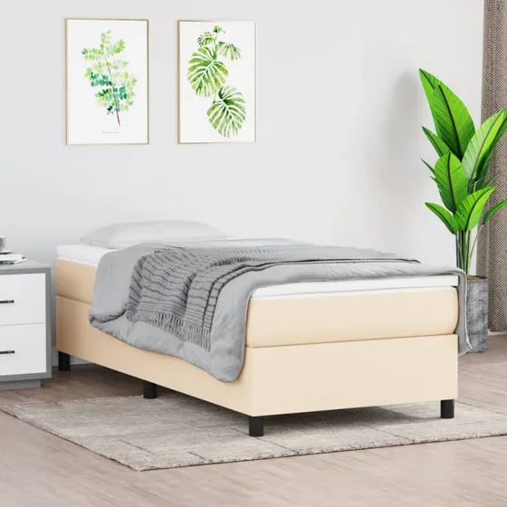 vidaXL Boxspring sengeramme Creme 100x200 cm stof