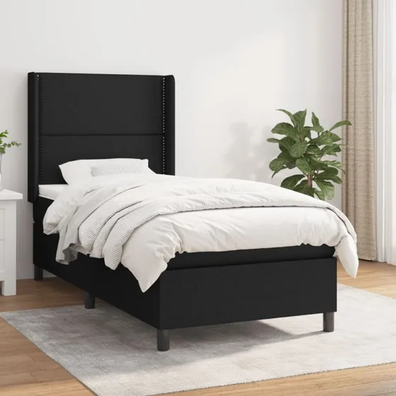 vidaXL Kontinentalseng med madras 90x190 cm, sort stof