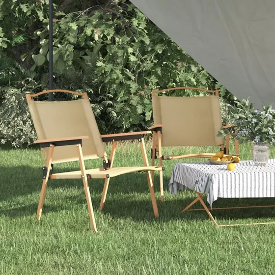 vidaXL Campingstole 2 stk, 54x55x78 cm, Oxfordstof Beige