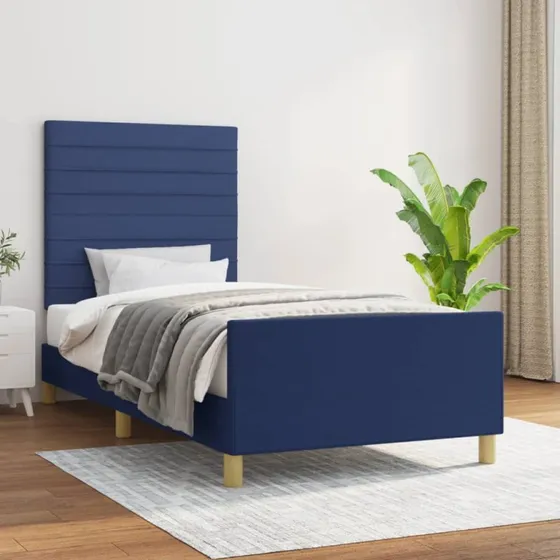 vidaXL sengeramme uden madras 90x190 cm stof blå