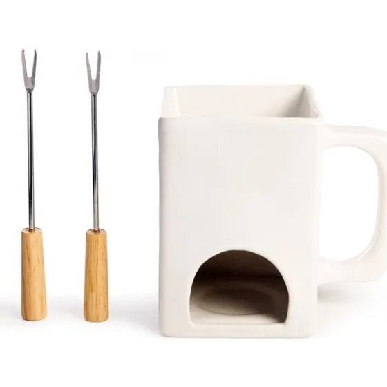 Kikkerland Fondue for to – keramisk chokolade- og ostefondue