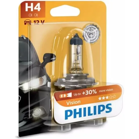 Philips H4 Vision halogenpære (1 stk)