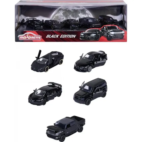 Majorette Black Edition 5 biler (1:64) gaveæske