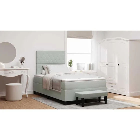 vidaXL Boxspring seng 120x190 cm Lysegrå Fløjl