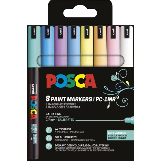 POSCA PC-1MR Soft Colors marker-sæt, 8 ass.