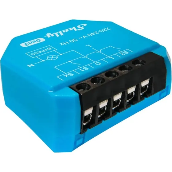Shelly S3SW-0A2X4EUL smart-stik 230 V 16 A - Bluetooth/WiFi, blå