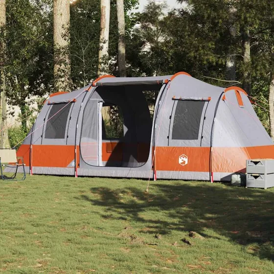 vidaXL 4-personers vandtæt campingtelt grå/orange