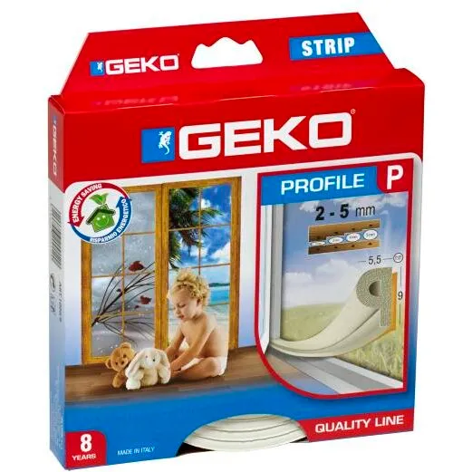 GEKO P-tætningsliste 9 x 5,5 mm – 6 m (hvid)