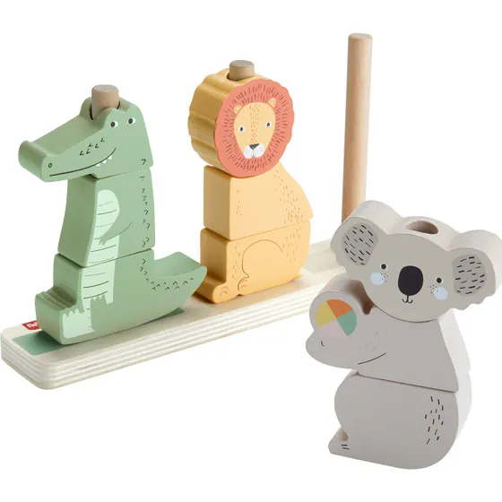 Fisher-Price Trælegetøj Stack & Sort Animals, 10 dele HXV04