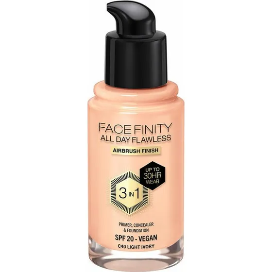 Max Factor Facefinity 3-i-1 Langtidsholdbar Foundation C40 Light Ivory 30 ml