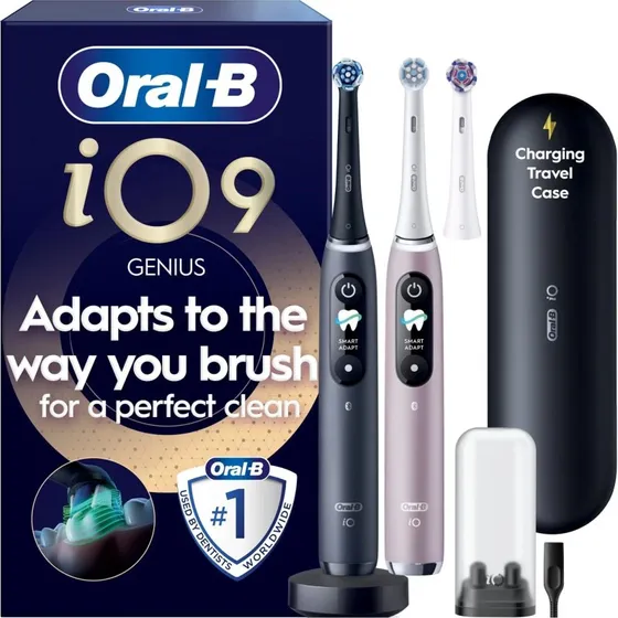 Oral-B iO9 Duo Black Onyx/Rose Quartz inkl. 1 ekstra brstehovede