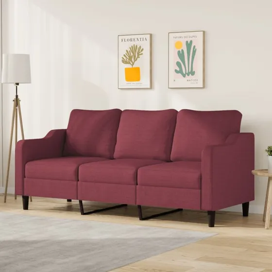vidaXL 3-personers sofa 180 cm stof vinrød