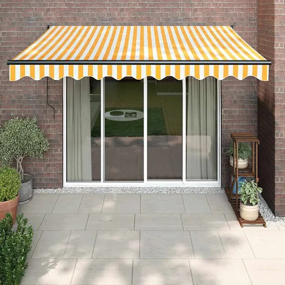 vidaXL foldemarkise 3,5x2,5 m automatisk gul/hvid