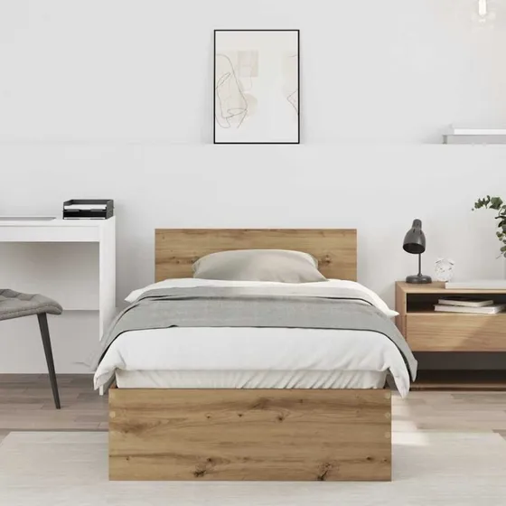 vidaXL Sengestel Artisan Eg 90 x 200 cm konstrueret træ