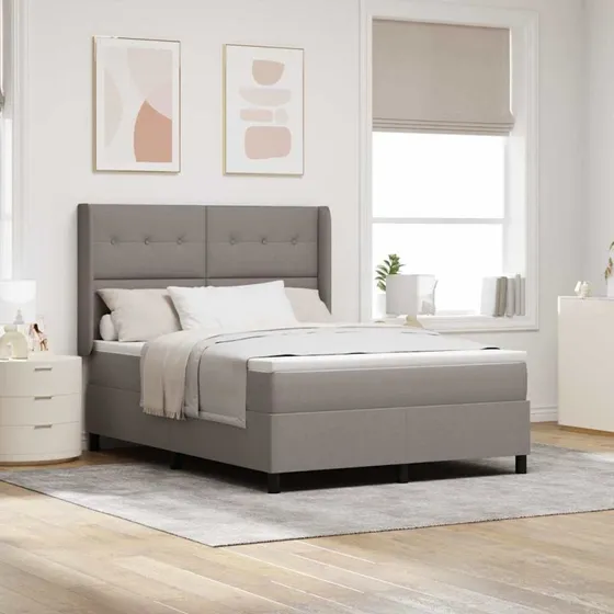 vidaXL Boxspring seng med madras 160x200 cm Gråbrun stof