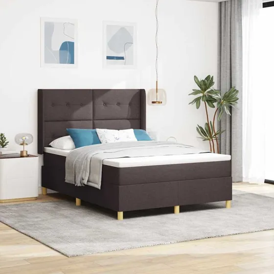 vidaXL Box spring seng m. madras Mørk brun 160x200 Stof